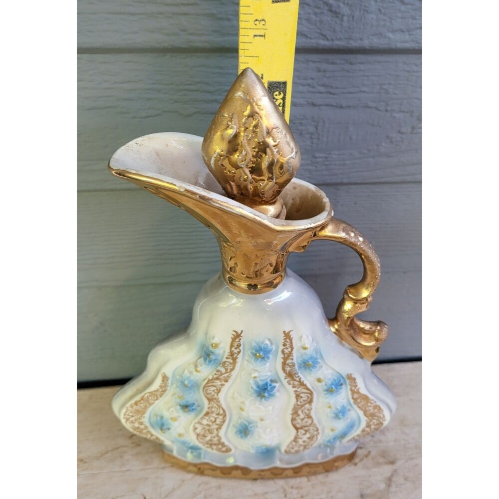 Jim Beam 70 Charisma Blue & White Floral & Gold Executive Decanter Vtg MINT Cork